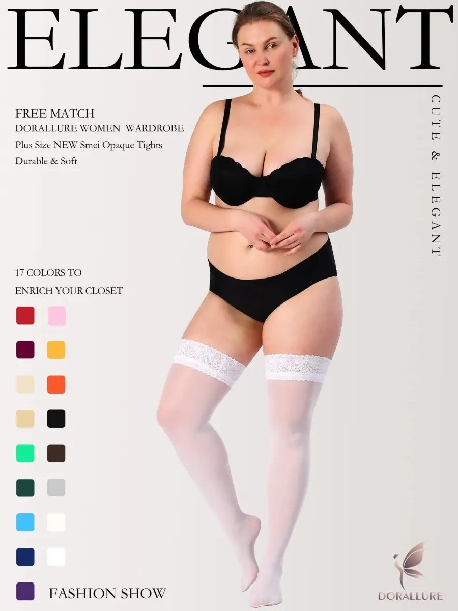Plus Size Thigh High Stockings Silky Pantyhose - Love Salve